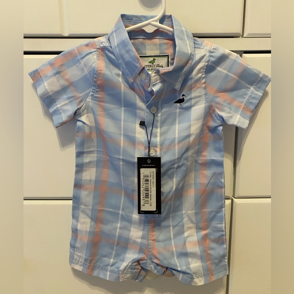 Properly Tied Plaid Shorttail / Size 0-3m / NWT